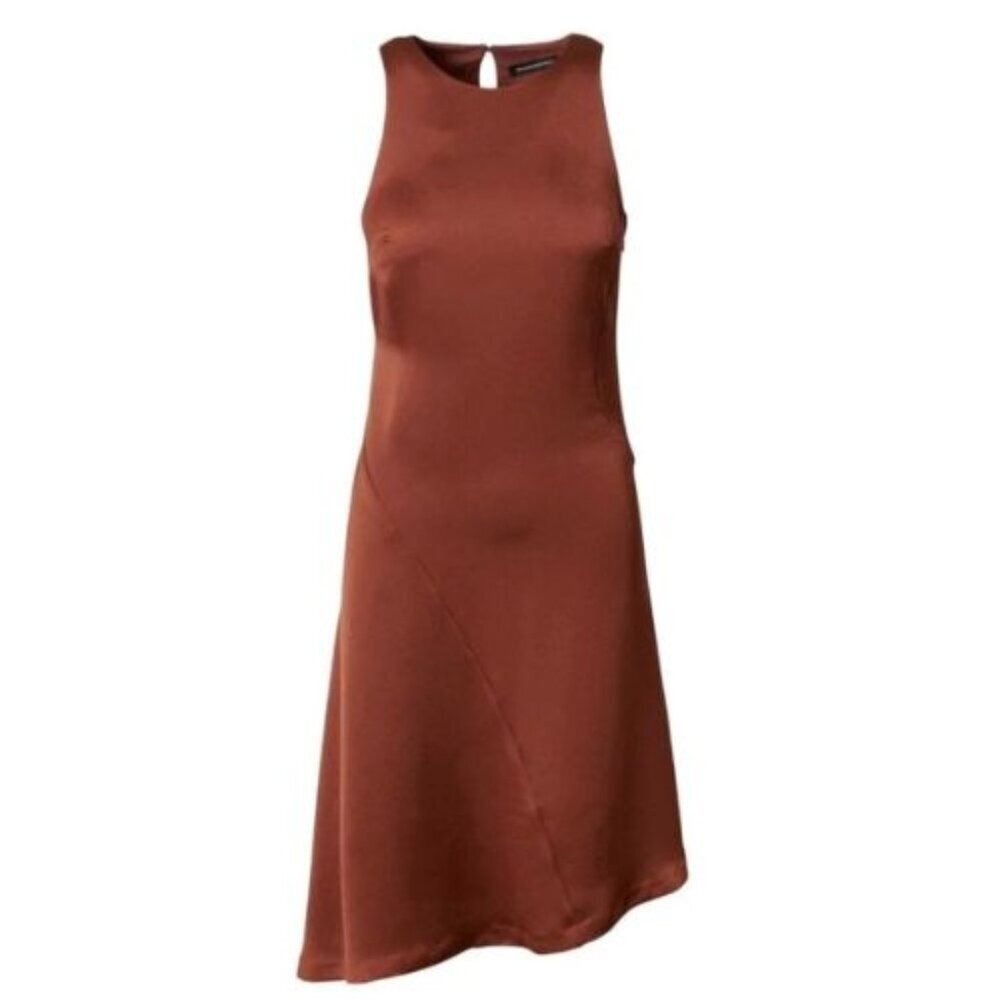 Banana Republic Rust Brown Bias Cut Asymmetrical Dress Size 8 51819